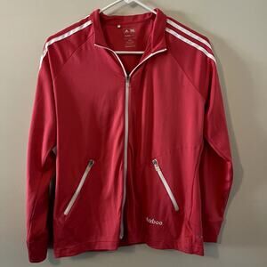 Adidas Pink and White Striped Zip Up Golf Jacket Women's Medium